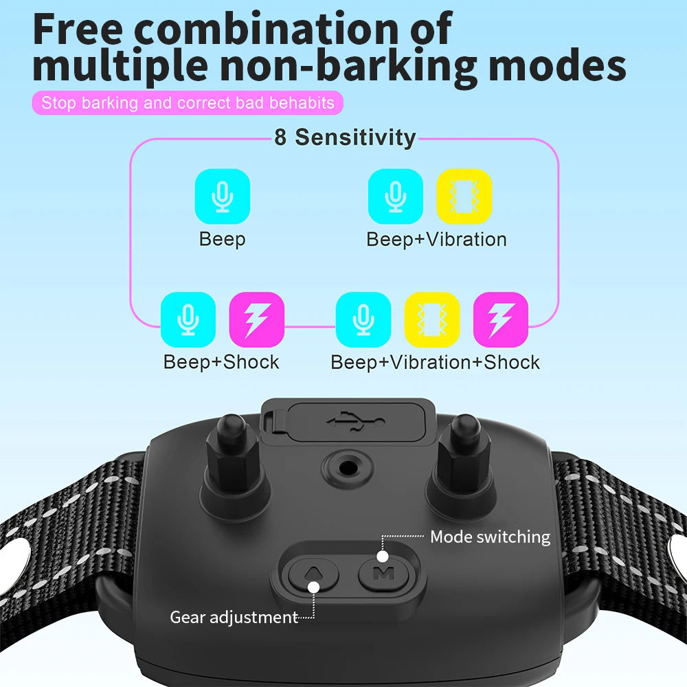 Anti-Bark Dog Collar – Rechargeable, Waterproof w/ Digital Display