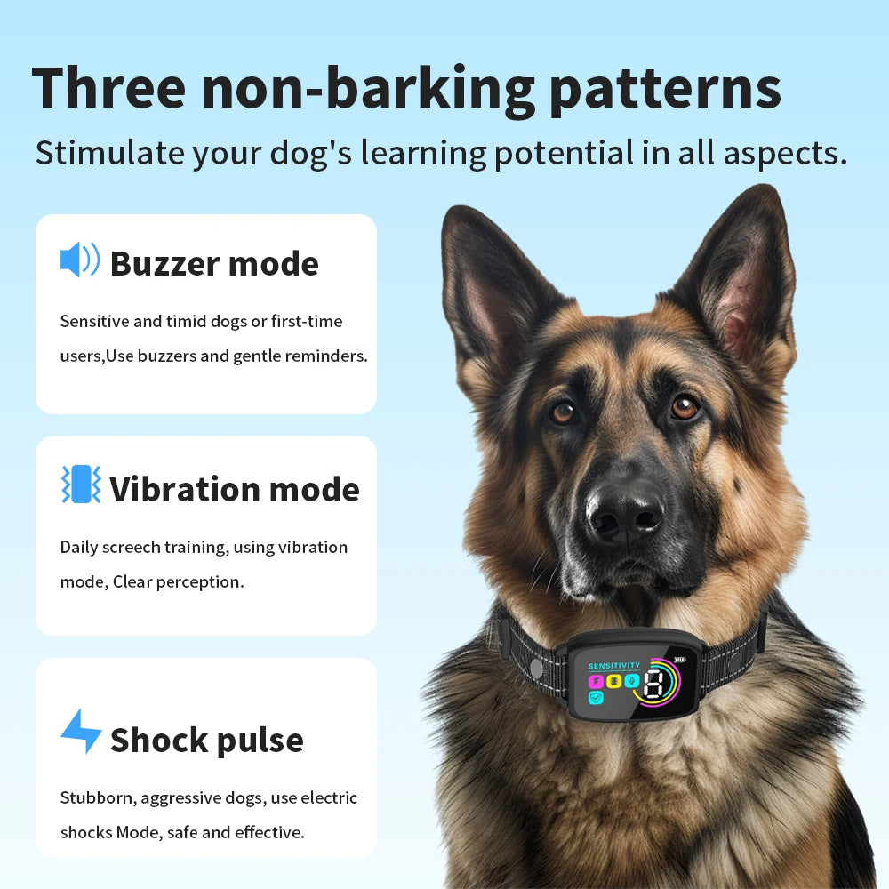Anti-Bark Dog Collar – Rechargeable, Waterproof w/ Digital Display
