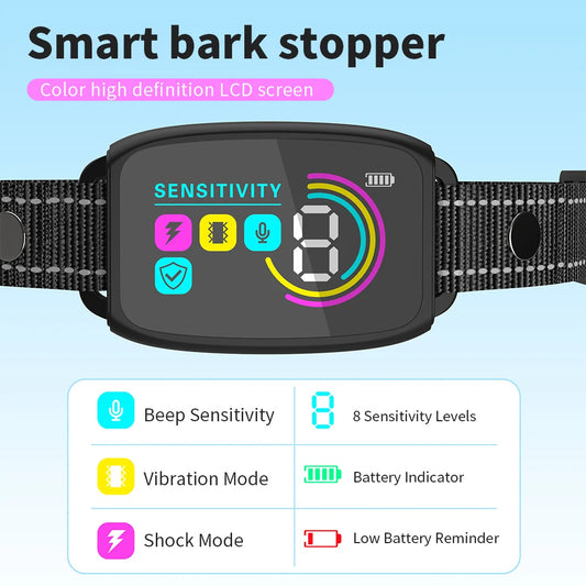 Anti-Bark Dog Collar – Rechargeable, Waterproof w/ Digital Display